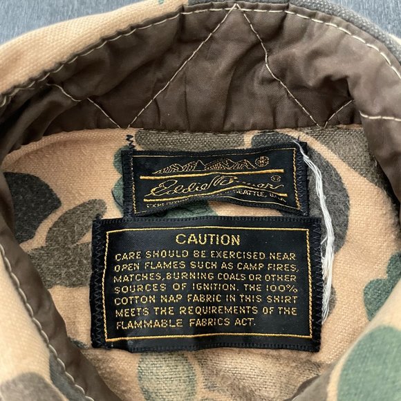 Vtg. Eddie Bauer Men's Camo Flannel Button Up LS Shirt Made in USA, Size L - Picture 4 of 6
